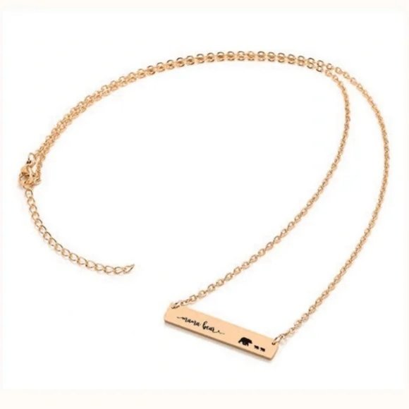 Mama Bear Bar Chain Necklaces in Rose Gold, Yellow Gold, or Silver - Picture 3 of 3
